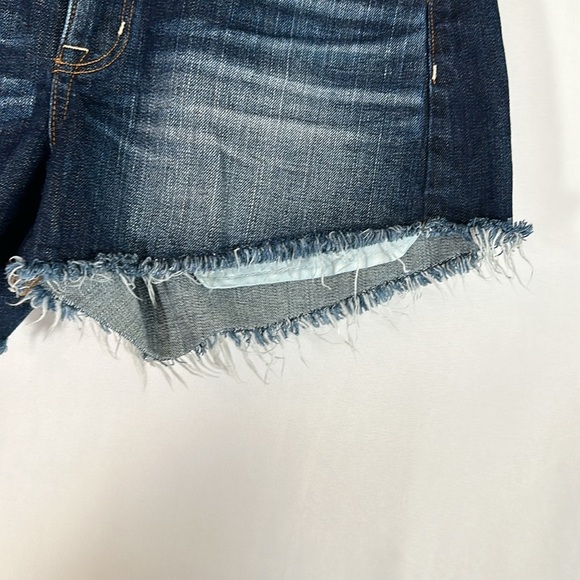 American Eagle Blue Frayed Hem High Rise Festival Denim Jean Shorts - Picture 6 of 10